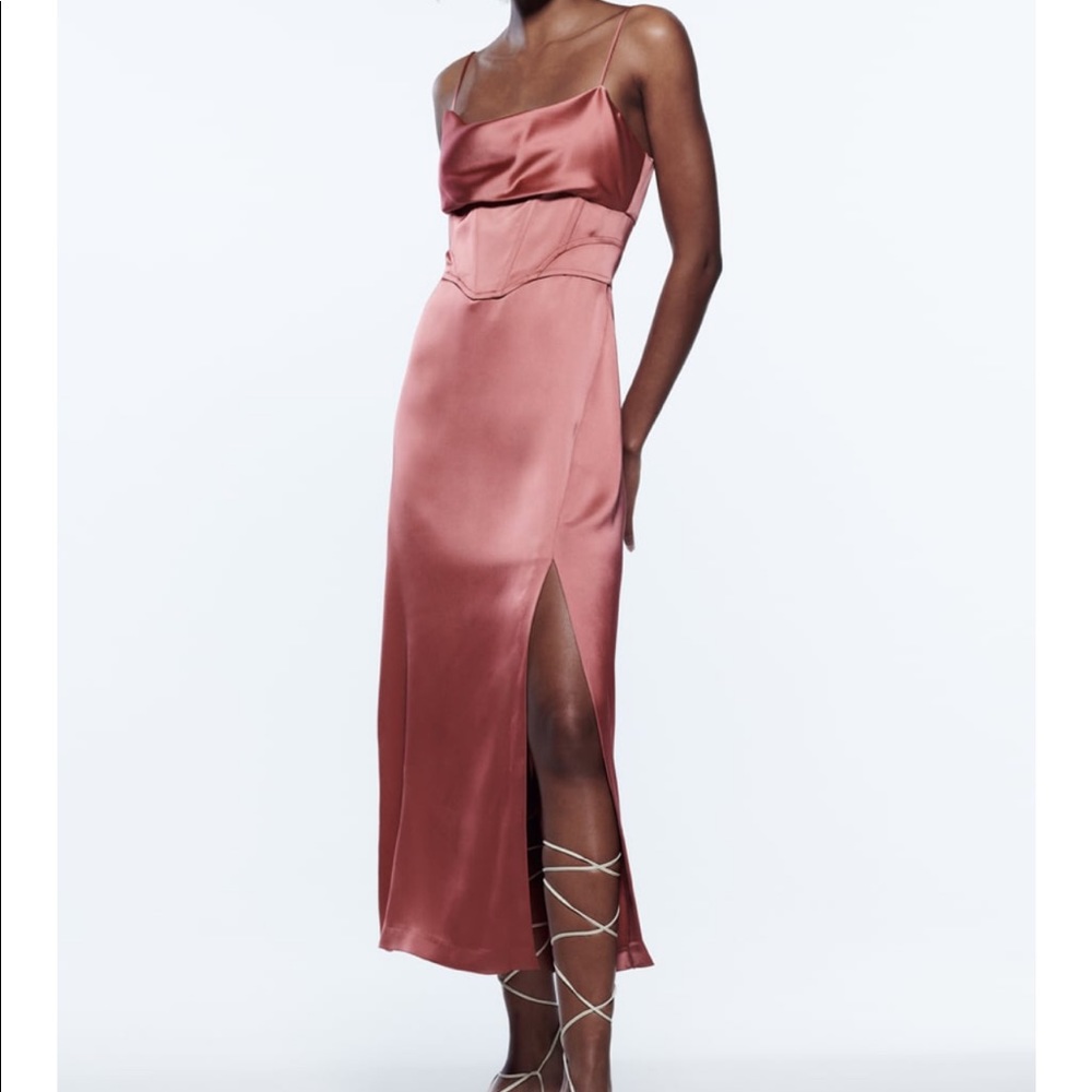 Mauve corset satin Zara dress